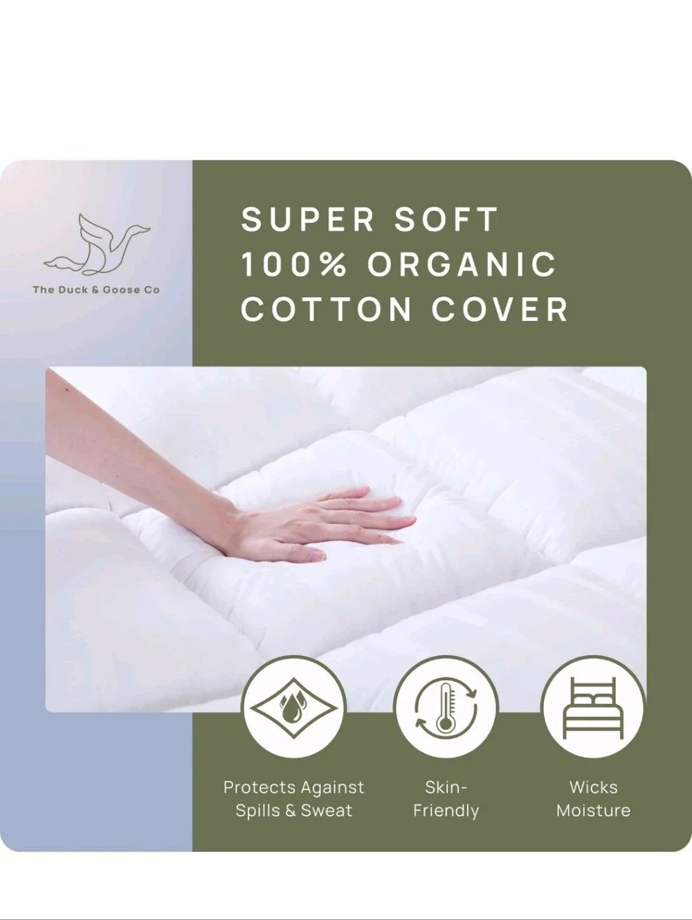 NWT The Duck And Goose Co Plush White Cotten Mattress Pad Queen Size